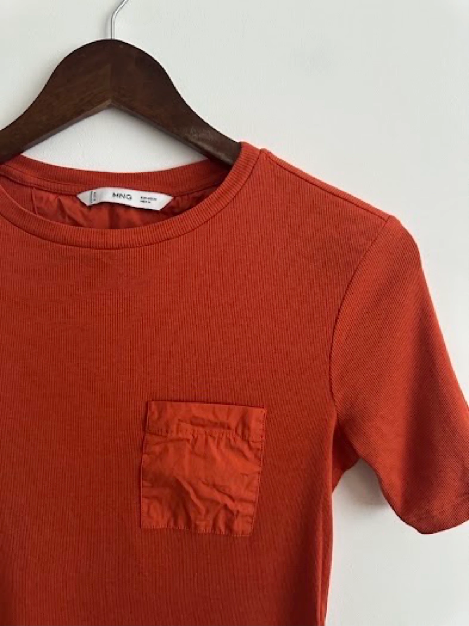 Geribbeld T-shirt van Mango (MNG) in terracotta maat M – photo 3